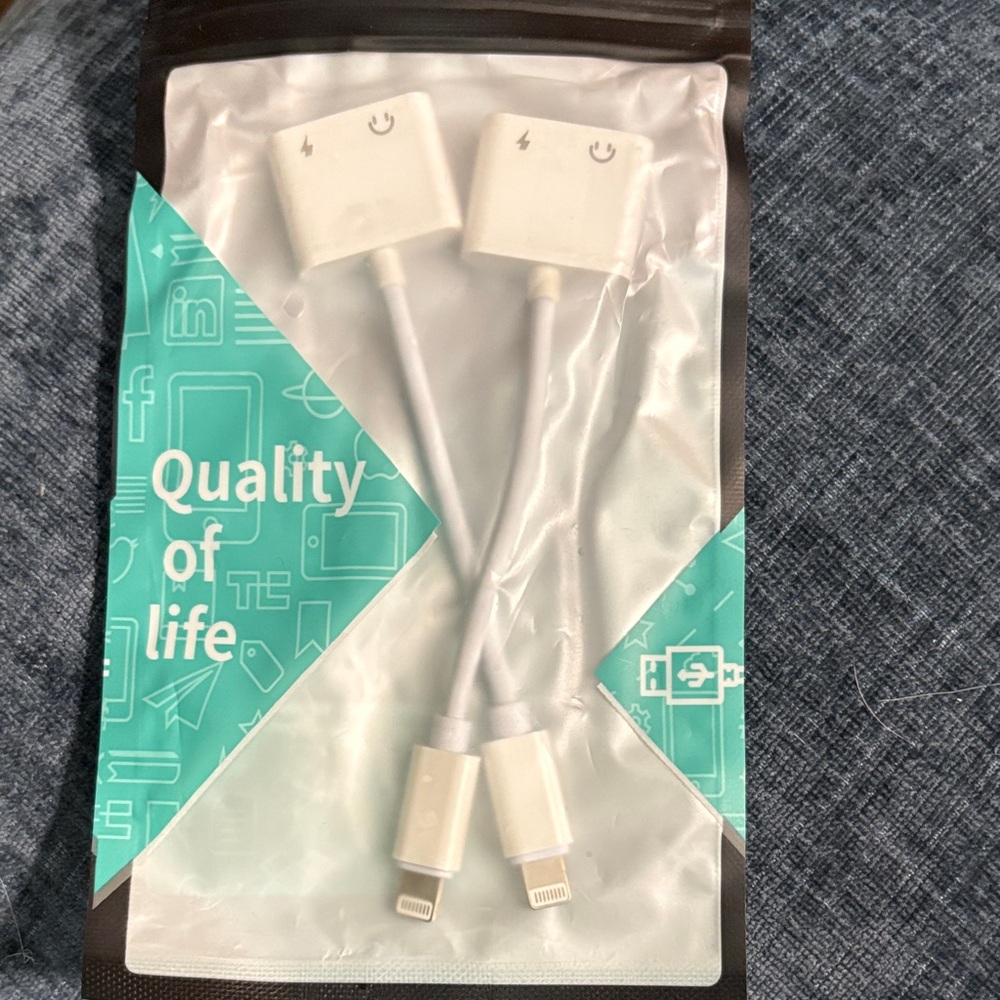 C charger or Headphones to older iPhone Charger White Lightning Adapter Cables-2